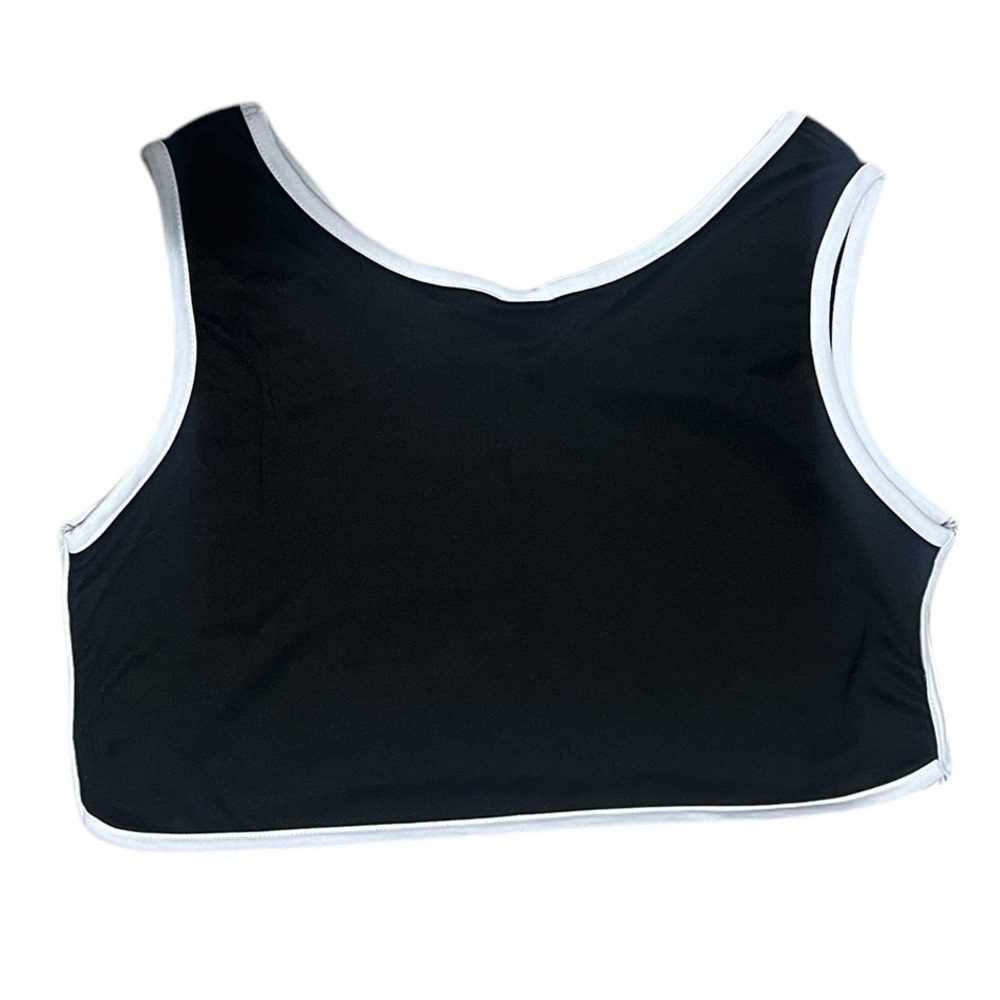 Black and White Crop Tank Top Womens XL Like New Microfiber Feel - Picture 3 of 3